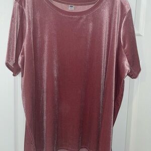 Old Navy Velvet Short Sleeve Top in Mauve